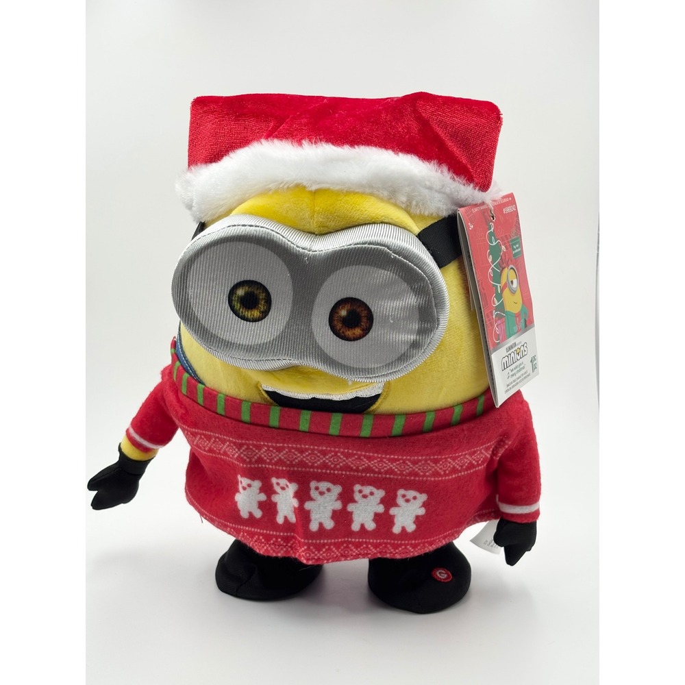 Minions Christmas Animated Singing Plush Santa Hat Red Sweater 5969242 NWT 10in